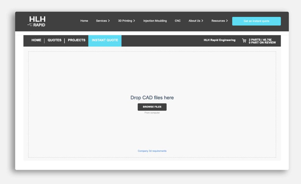 Upload 3D CAD to get an instant quote for 3D Printing