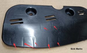 Example of sink mark defects in injection molding